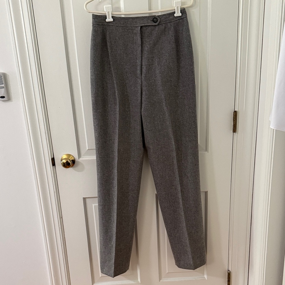 Evan Picone Lined High Waist, Straight Leg Women's Gray Trousers